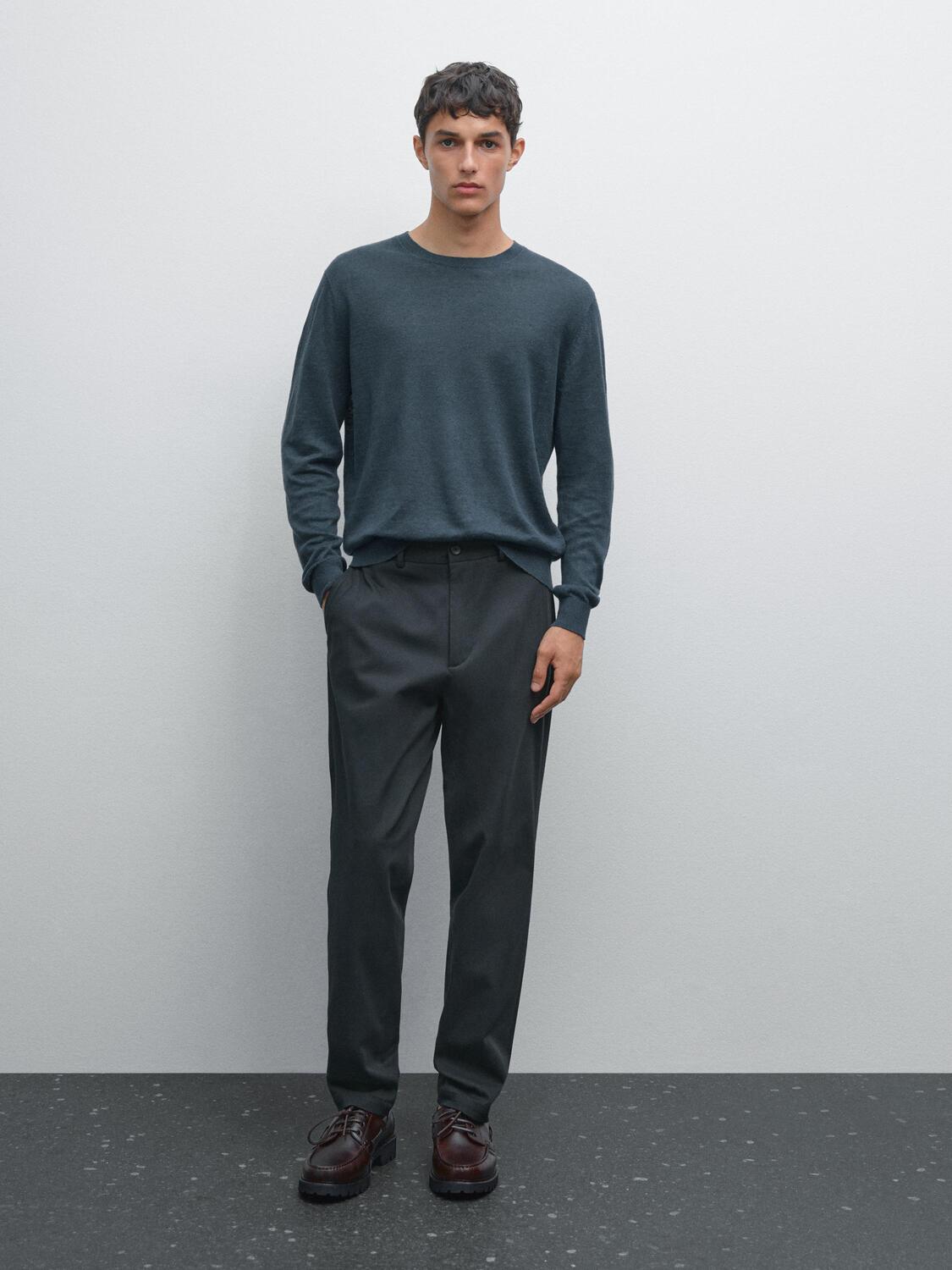 

Полулегкие брюки из хлопковой смеси Massimo Dutti, темно-синий