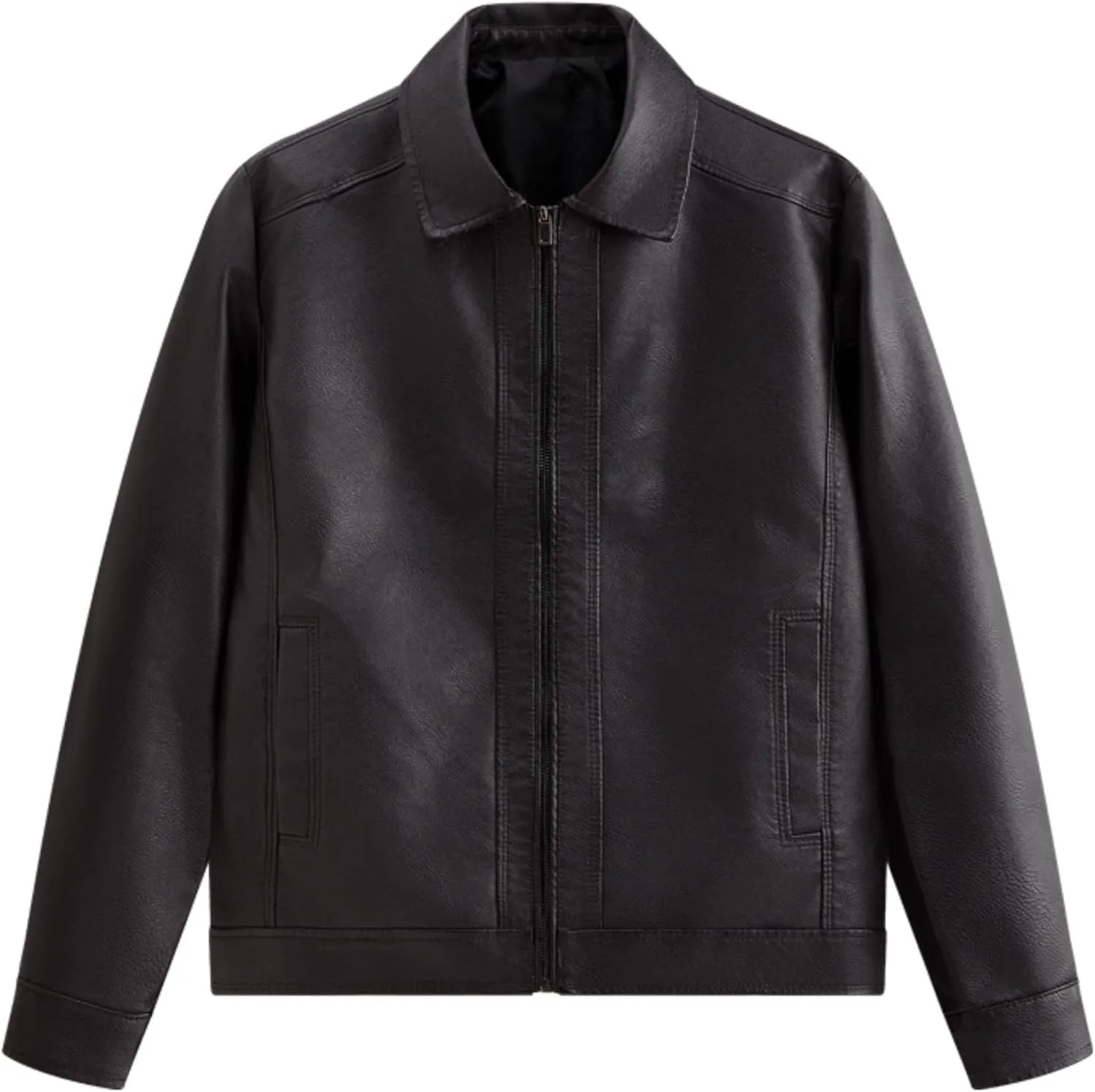 Мужская деловая кожаная куртка из овечьей кожи с застежкой-молнией по всей длине, легкая ветровка-бомбер Generic, Coffee