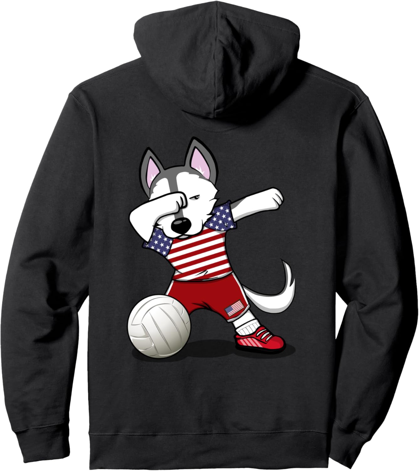 

Худи с изображением танцующей хаски, фанатки волейбола США, с американским флагом и надписью Husky America Volleyball Teeisle United States Volleyball, черный