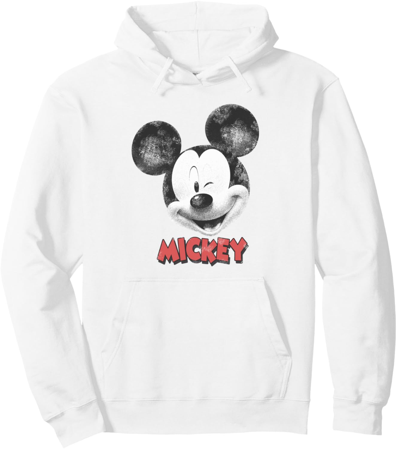 

Толстовка Disney Mickey And Friends Mickey Winks Big Head Distressed Hoodie, белый