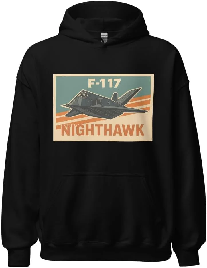 Толстовка F-117 Nighthawk с капюшоном - ретро-толстовка с истребителем-невидимкой, авиационный подарок для мужчин и женщин Generic, черный