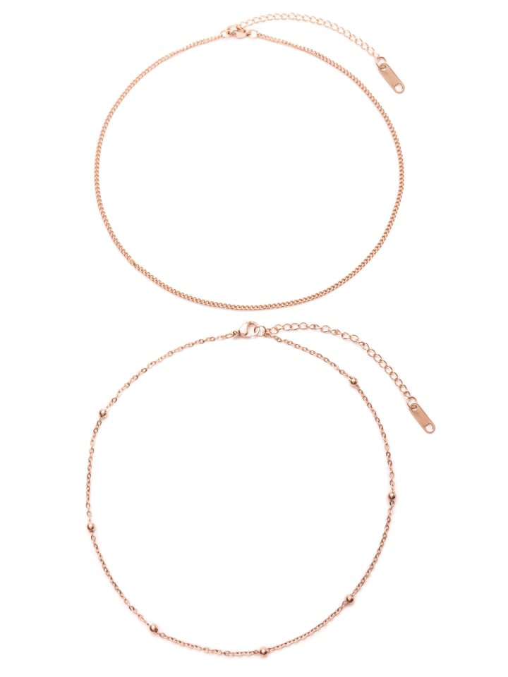 

Hey Happiness Позолоченные колье-чокеры, комплект из 2 штук, нержавеющая сталь с покрытием из розового золота - (Д) 31-38 см