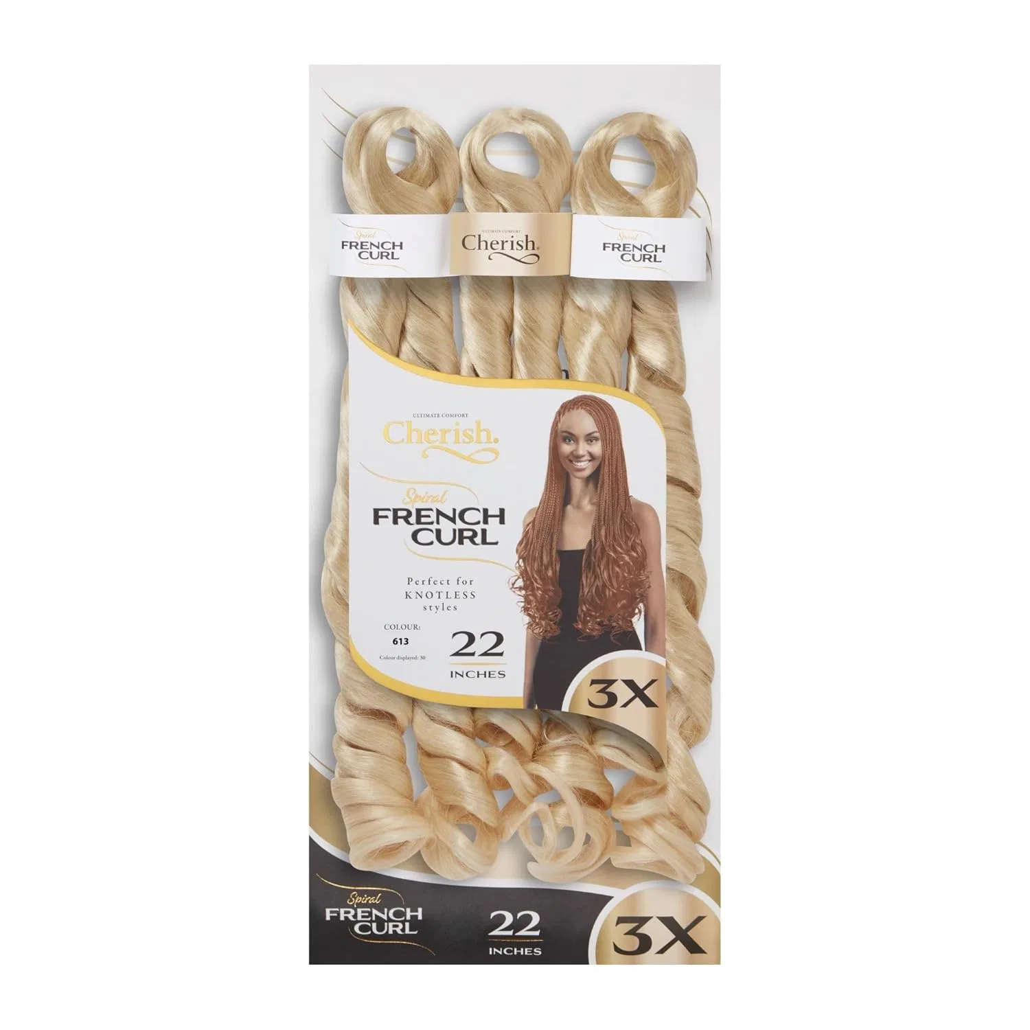 Накладные волосы «Spiral French Curl» от Cherish, платиновый блонд, 55.9 см, 3 шт. Cherish