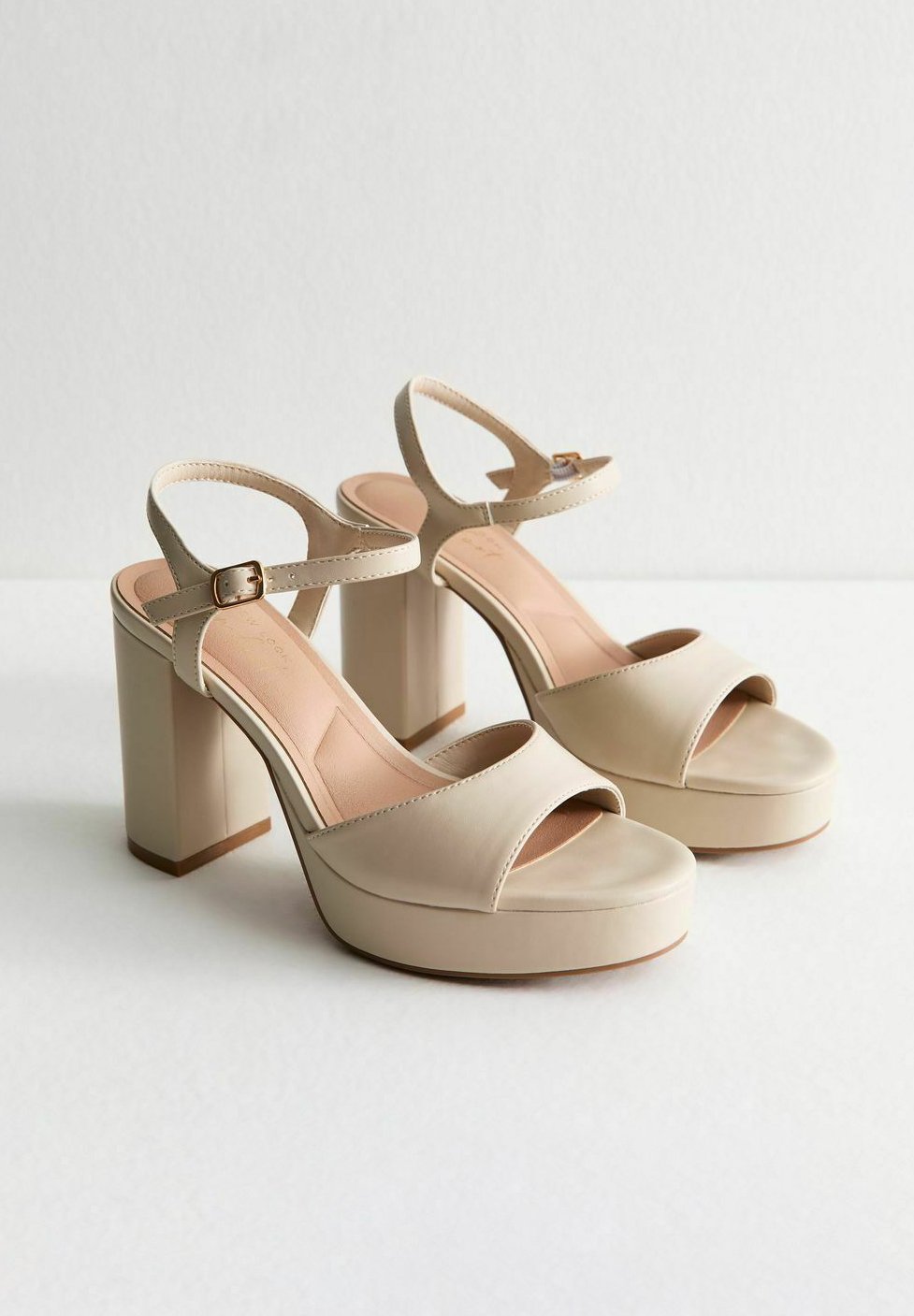 Босоножки на высоком каблуке PLATFORM SOLE BLOCK HEEL - Platform sandals New Look, кремовый — фото 2