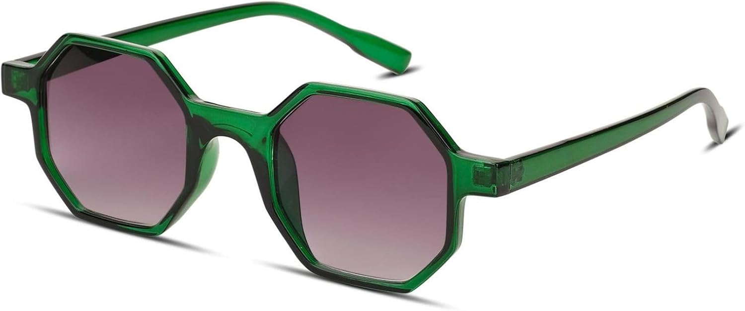 

Модные ретро-солнцезащитные очки Freckles Mark для мужчин и женщин с защитой UV400, классические восьмиугольные винтажные очки в маленькой квадратной оправе, Green Frame/Grey