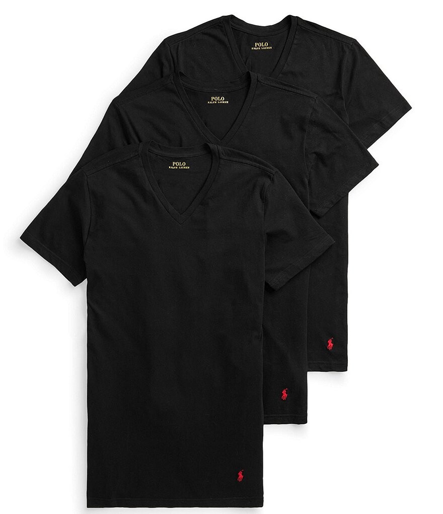 

Комплект из 3 футболок классического кроя с v-образным вырезом Polo Ralph Lauren Big & Tall, черный