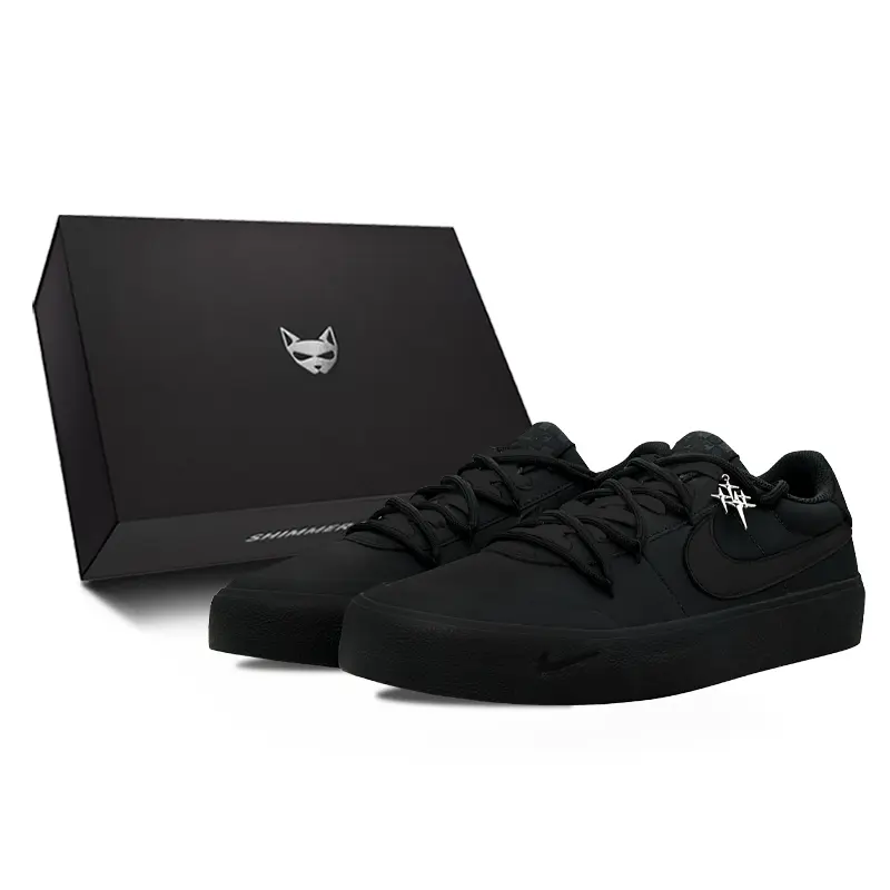 

Nike Кроссовки для скейтбординга Court Shot Midnight Phantom, Shimmery Cat, износостойкие, низкие, черные, мужские