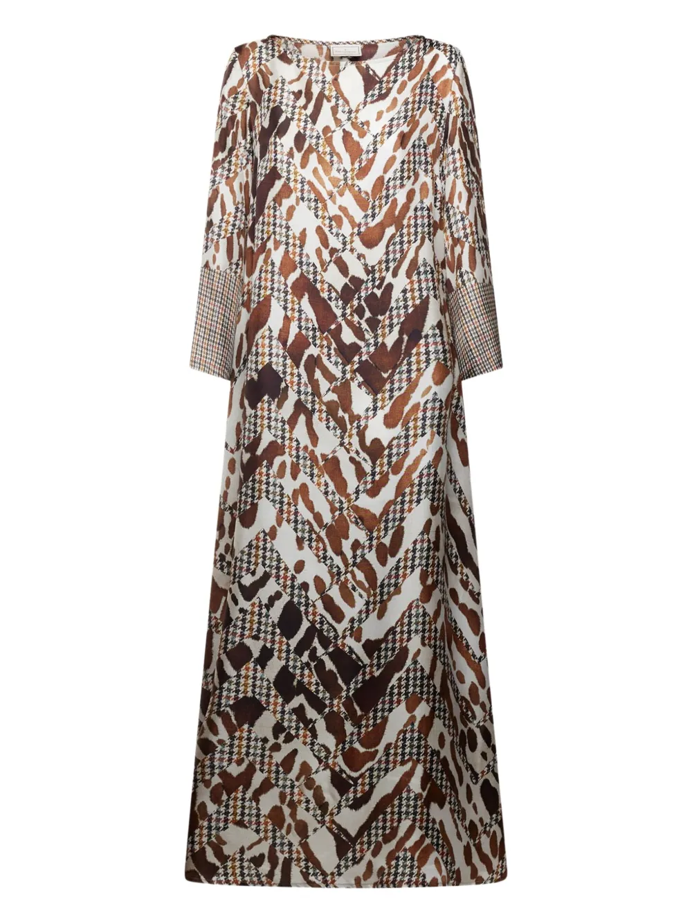 

Макси-платье с анималистичным принтом и узором "гусиная лапка" Pierre-Louis Mascia, нейтральный
