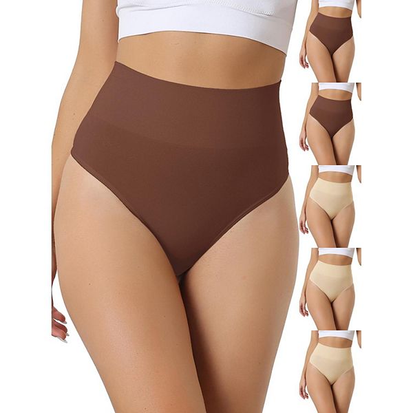 

6 пар женских трусиков-стрингов с высокой посадкой, невидимые, эластичные, удобное белье Inspire Chic, Dark Brown Beige