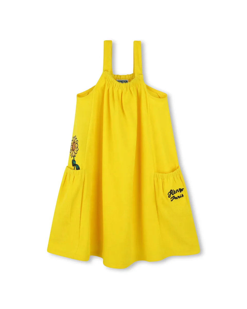 

Платье для девочки на бретелях с карманами Kenzo Kids, жёлтый