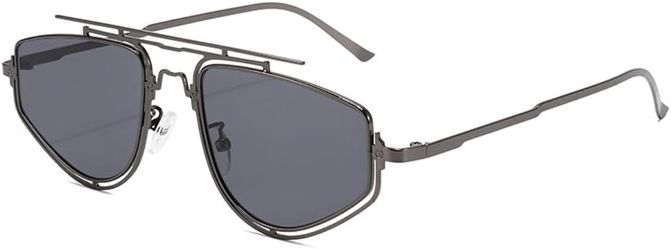 

Мужские солнцезащитные очки с двойной перемычкой в ​​оправе «кошачий глаз», градиентные зеркальные линзы, защита от УФ-излучения UV400, женские солнцезащитные очки для активного отдыха FYTUP, Gun Gray