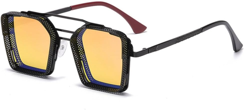 

Солнцезащитные очки в стиле ретро-панк квадратной формы для мужчин и женщин, в стиле стимпанк, разноцветные, с защитой от УФ-излучения UV400, из сплава, модные очки DSXLY, Black-orangeyellow