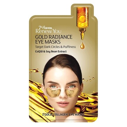 

Маски для глаз Renew You Gold Radiance, обогащенные Coq10 и экстрактом соевых бобов, для борьбы с темными кругами и отечностью, 7Th Heaven