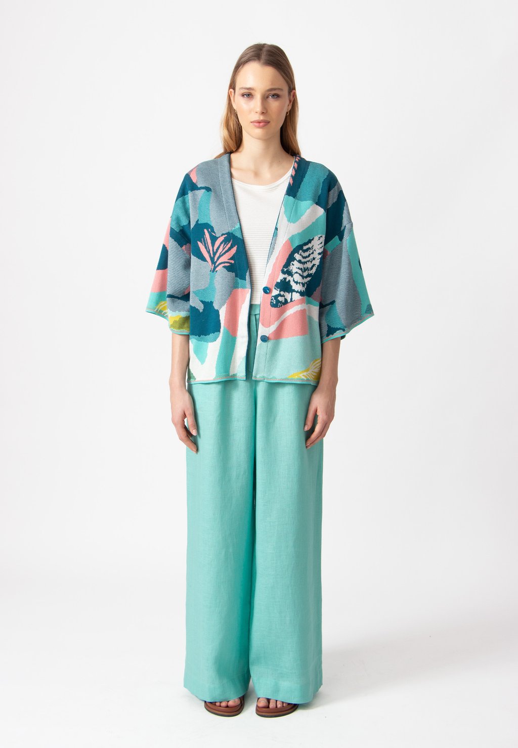 

Кардиган MAXIMALIST TROPICS PATTERN Ivko, светло-голубой