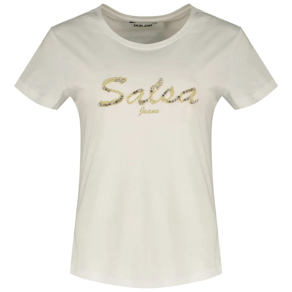 

Футболка с коротким рукавом Salsa Jeans Lurex Embroidery Branding, белый