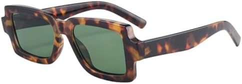 

Женские солнцезащитные очки 2027 года, маленькие квадратные, модные, сине-красные, с защитой от УФ-излучения UV400, мужские солнцезащитные очки MTZJH, Leopard Dark Green