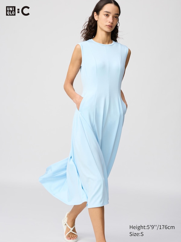 

Платье приталенное с расклешенной юбкой без рукавов Uniqlo, 61 blue