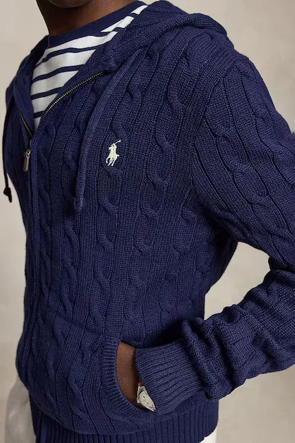 Кардиган мужской с капюшоном на молнии Polo Ralph Lauren, синий — фото 4