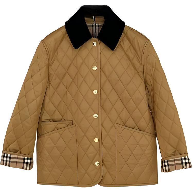 Куртка Burberry, стеганая, на пуговицах, зимняя одежда, янтарный желтый — фото 4