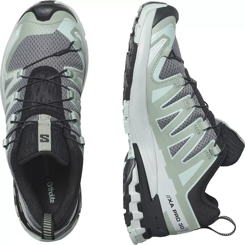 Женские кроссовки Salomon XA Pro 3D V9, цвет Quiet Shade/Lily Pad/Blue — фото 3