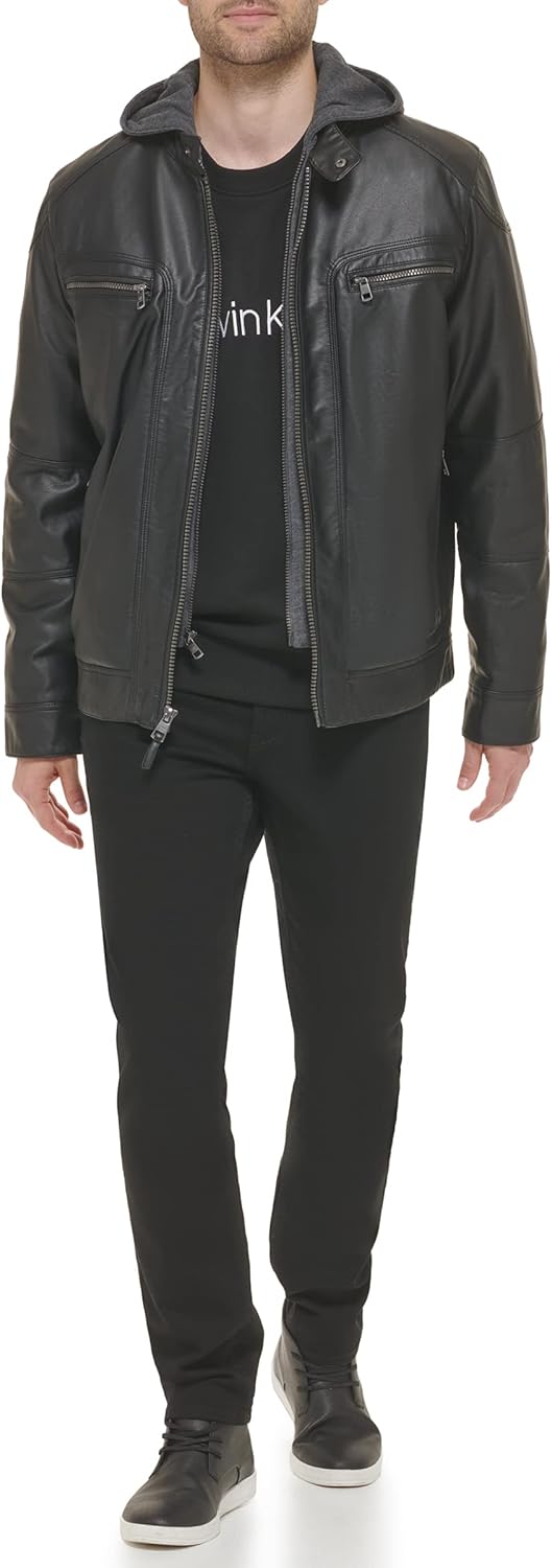 Мужская мотоциклетная куртка Calvin Klein со съемной толстовкой, Moto Black — фото 4