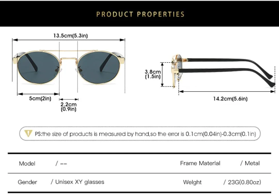 

Модные ретро-солнцезащитные очки маленького овального размера для женщин и мужчин, металлические, с защитой от УФ-излучения UV400 TOIPASTN, Gray Yellow Beige