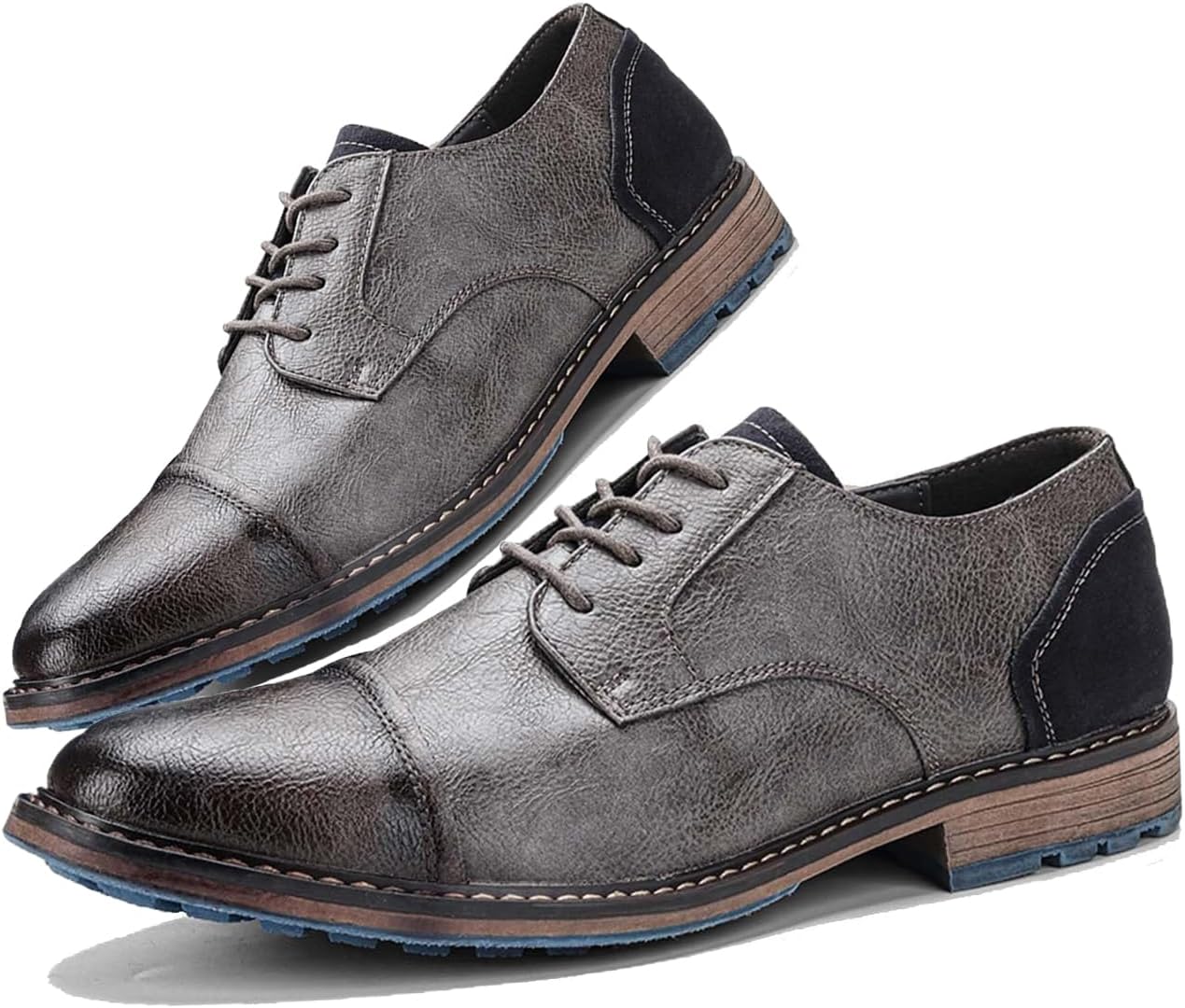 

Мужские ортопедические комфортные туфли из кожи, повседневные деловые оксфорды, дерби и лоферы для офиса, прогулки и работы Aceptolcom, серый