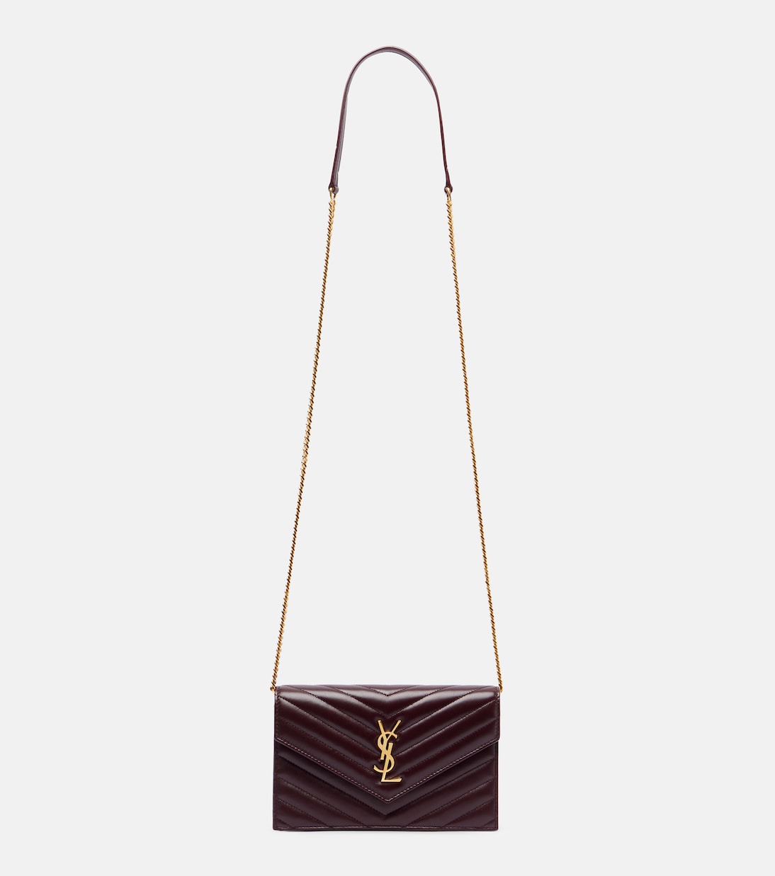 

Кошелек на цепочке Cassandre Envelope из кожи Saint Laurent, Rouge Cabernet