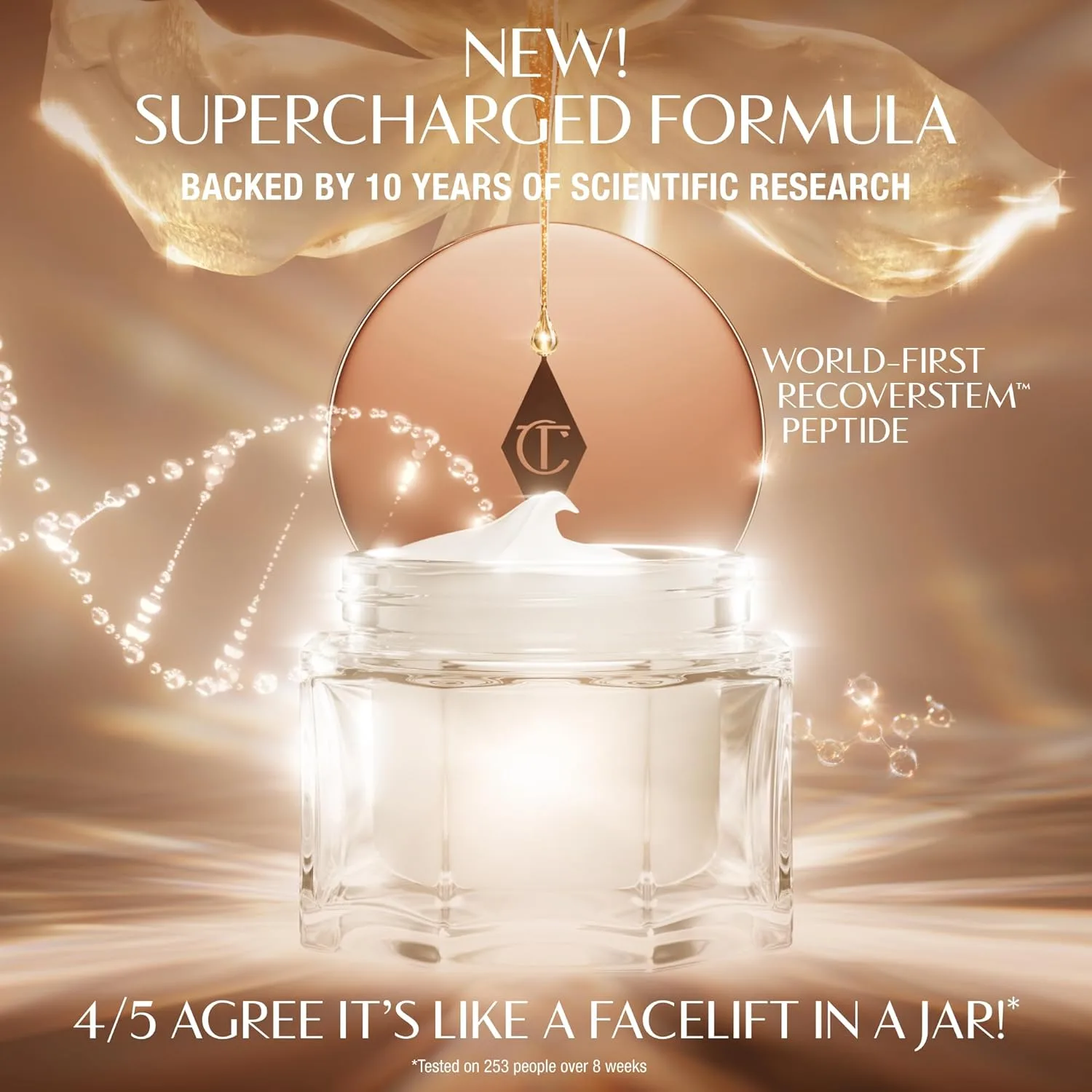 Charlotte Tilbury Magic Cream увлажняющий крем для лица с эффектом лифтинга для гладкой основы под макияж, обогащен витаминами C и E, пептидным комплексом и гиалуроновой кислотой — фото 2