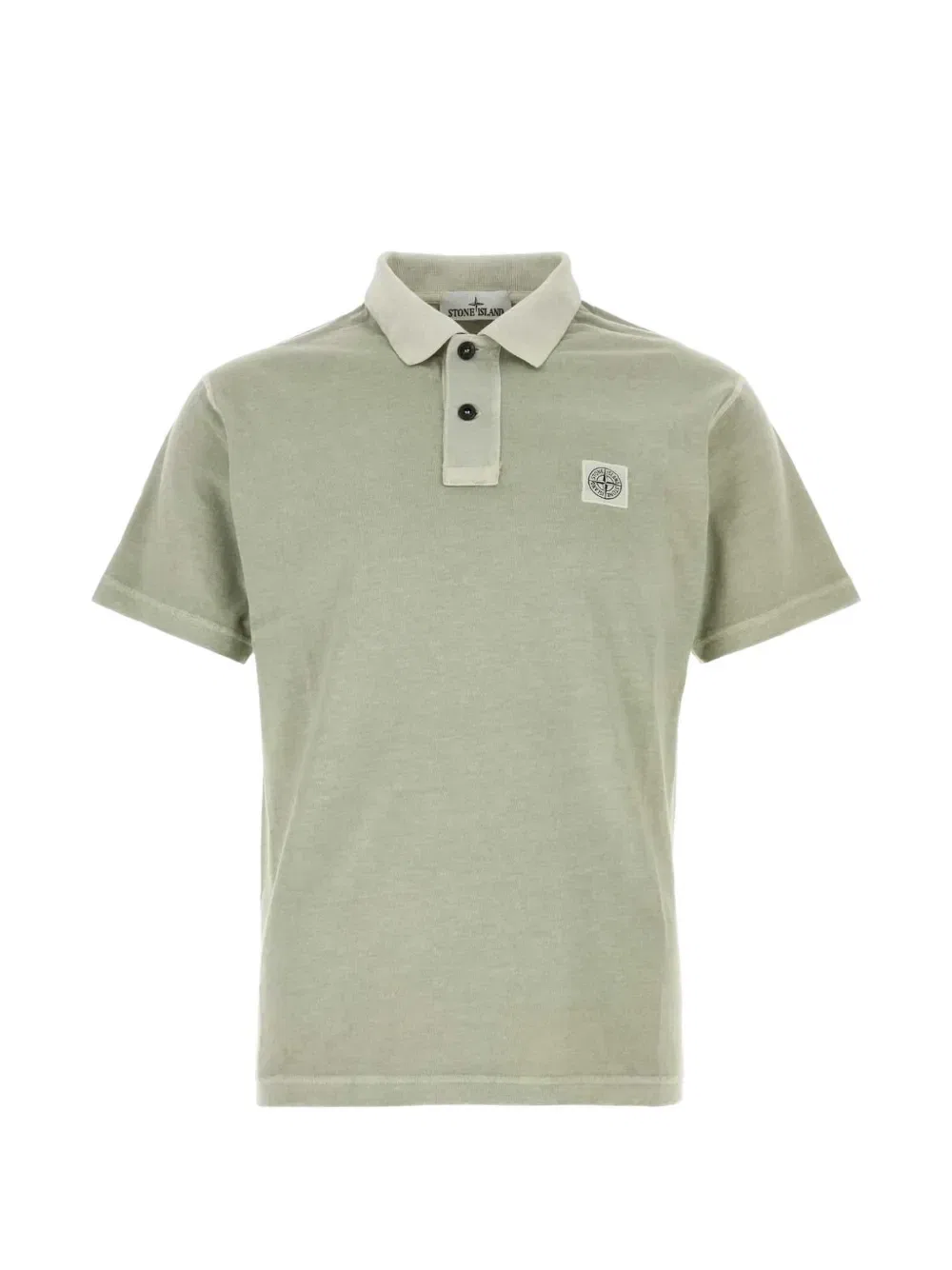 Хлопковая рубашка-поло с нашивкой-логотипом Stone Island, зеленый