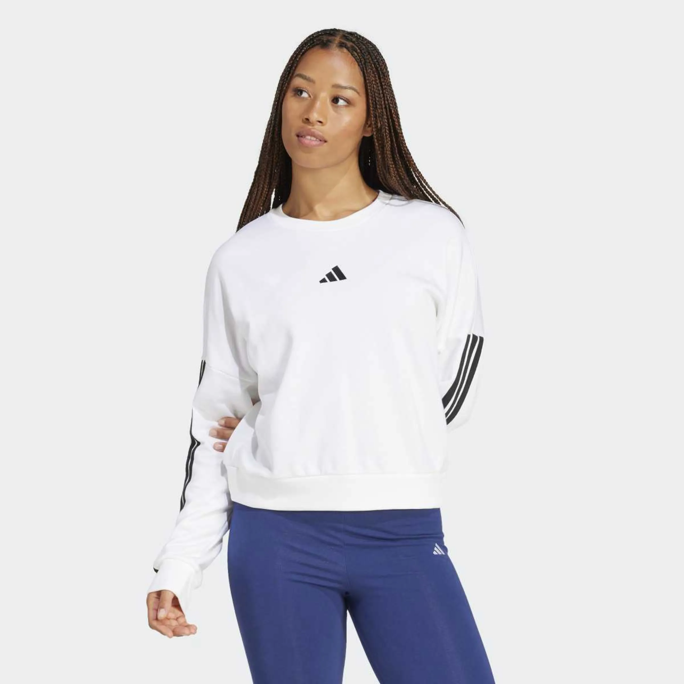 

Женская толстовка Essentials French Terry с тремя полосками Adidas, белый