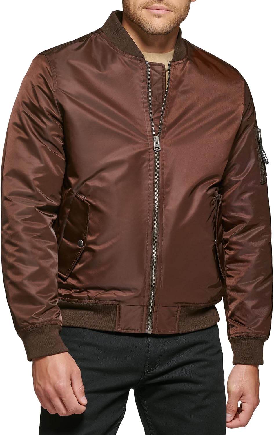 

Легкая мужская куртка-бомбер Levi's MA-1 Flight на молнии, Dark Brown Ma-1 Filled