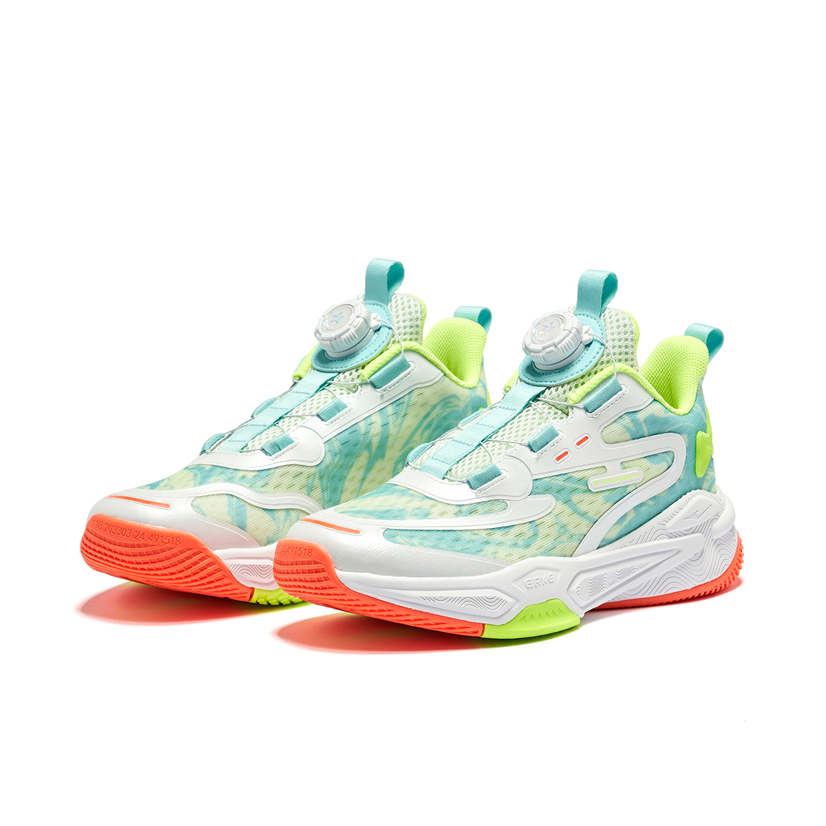 ERKE KIDS Детские баскетбольные кроссовки Thunder Slip Resistant Cushioning Support низкие Light Bean Green/Saint Ni Blue — фото 3