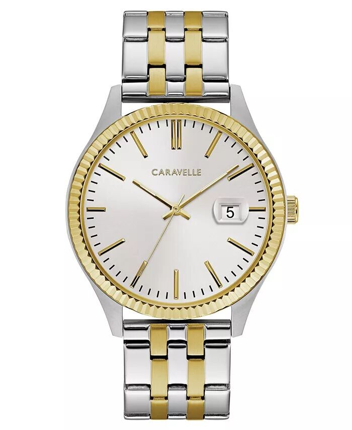 

Мужские двухцветные часы-браслет из нержавеющей стали, 41 мм Caravelle