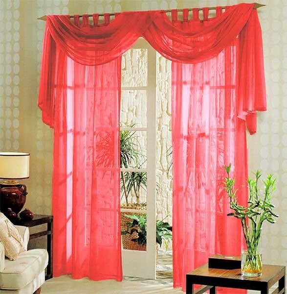 

Штора Gardinenboxn Set Voile Querbehang Uni, 140x245x1 см, красный