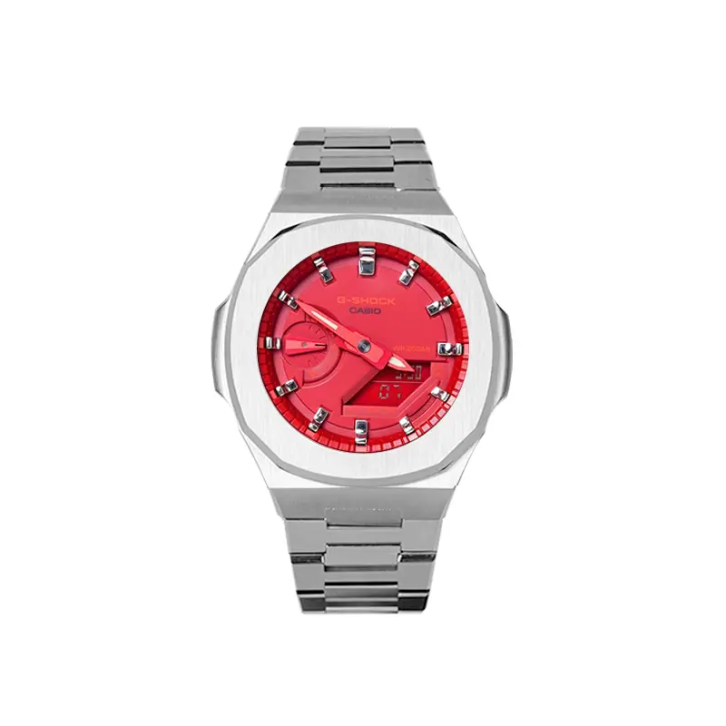 

Унисекс часы CASIO с жидкокристаллическим/аналоговым двойным дисплеем, 48,5 мм, красные