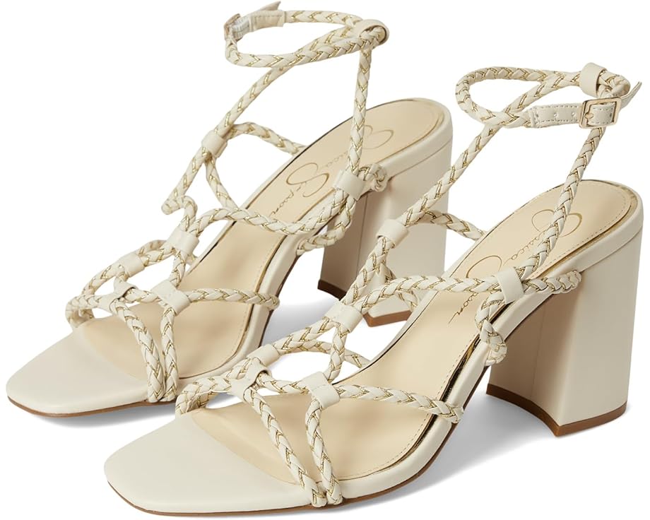 Туфли Jessica Simpson Azimma Braided Block Heel Sandals, цвет Soft Ivory