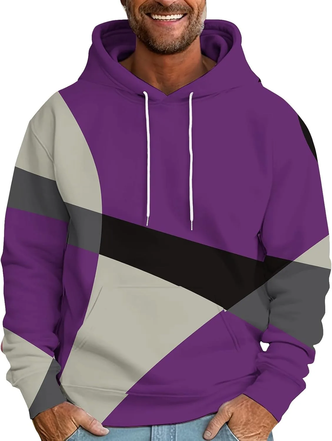 

Графический худи Muscularfit с цветными блоками, свободный крой