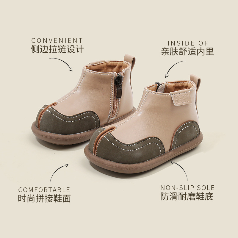 Противоскользящие детские ботинки для младенцев и малышей MAIBUXIONG, Apricot (Fleece-Lined) — фото 3
