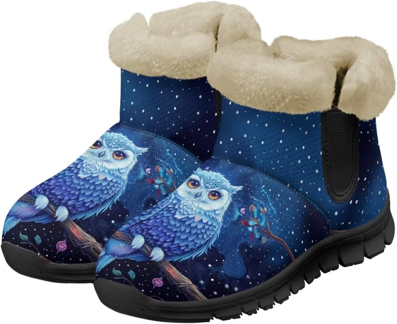 

Зимние сапоги Noprintge для женщин и мужчин, мягкие с уютной плюшевой подкладкой, нескользящие теплые ботинки, Owl