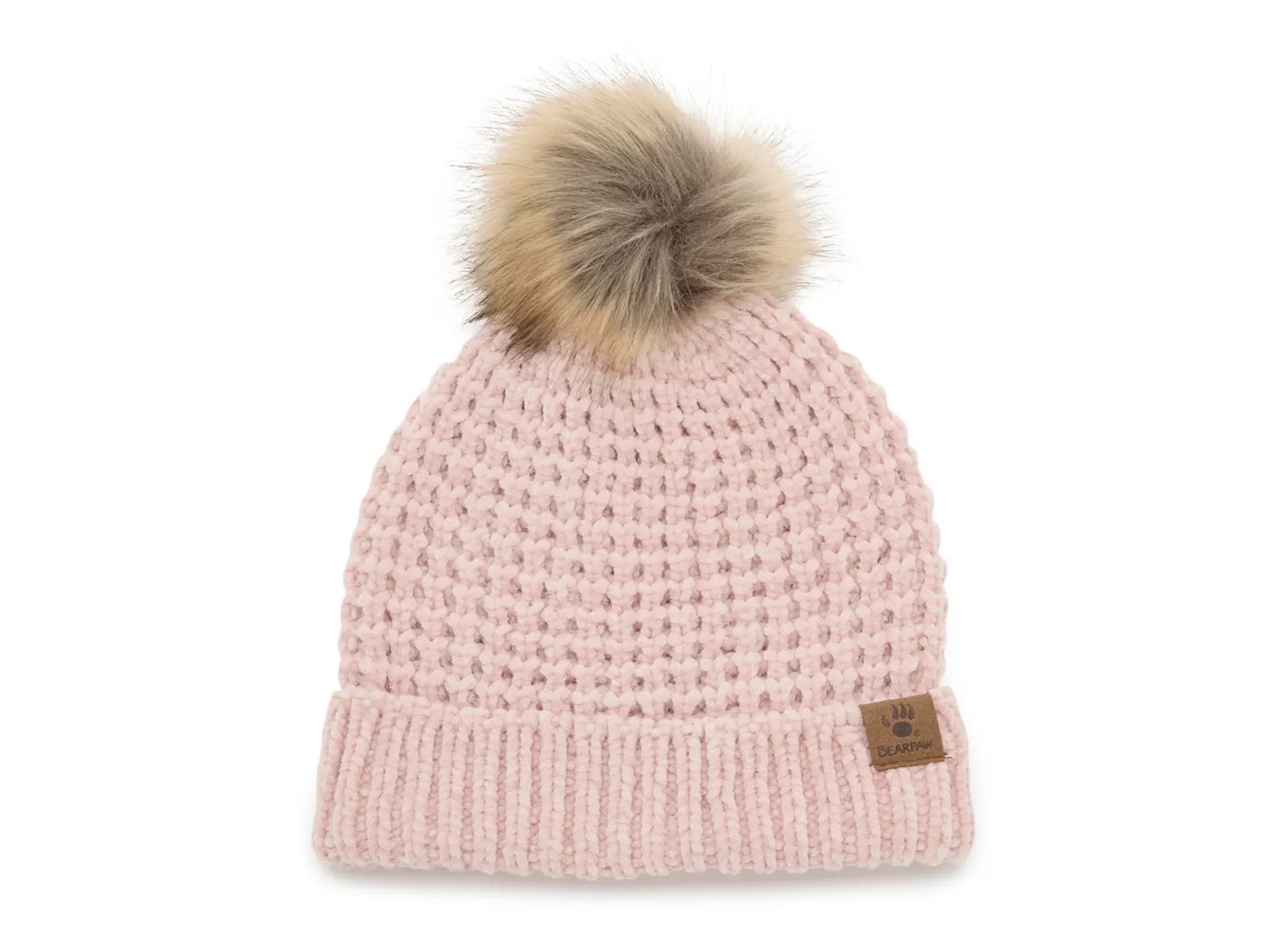 

Шапка Bearpaw Waffle Chenille Pom Beanie, светло-розовый