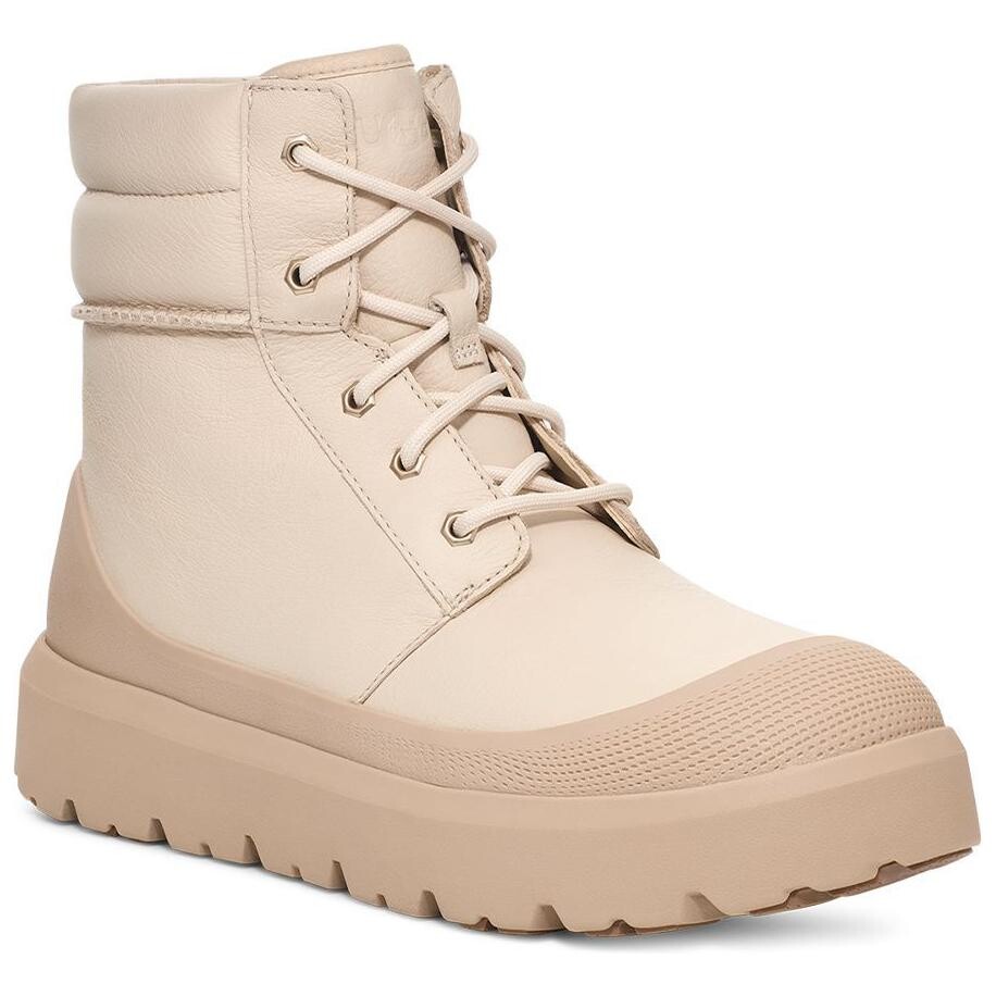 Зимние ботинки мужские Ugg кожаные на шнуровке, пудровый — фото 3