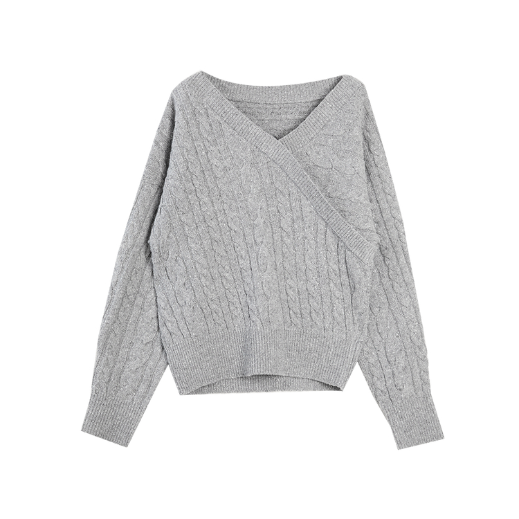 

ELLE Трикотажный джемпер женский Medium Gray с V-образным вырезом