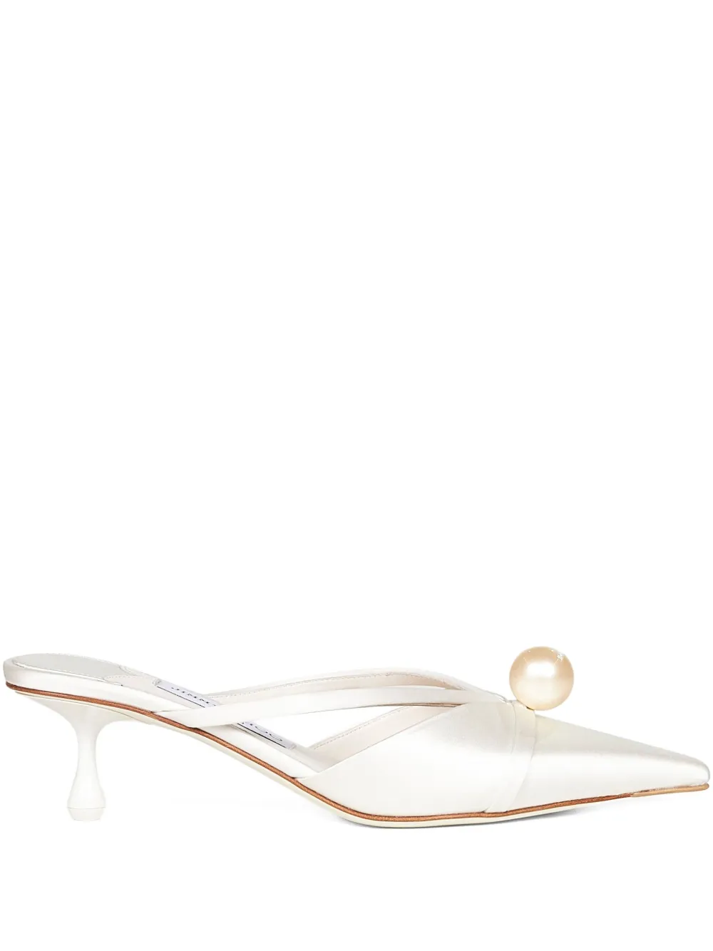 50-миллиметровые остроносые мюли с жемчужной отделкой JIMMY CHOO, нейтральный