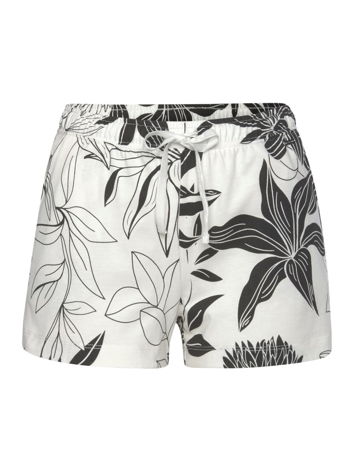 

Шорты для сна цвета экрю с цветочным принтом по всей поверхности LASCANA