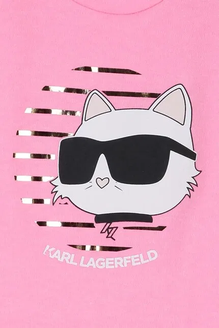 Платье детское из эластичной ткани Karl Lagerfeld, розовый — фото 3
