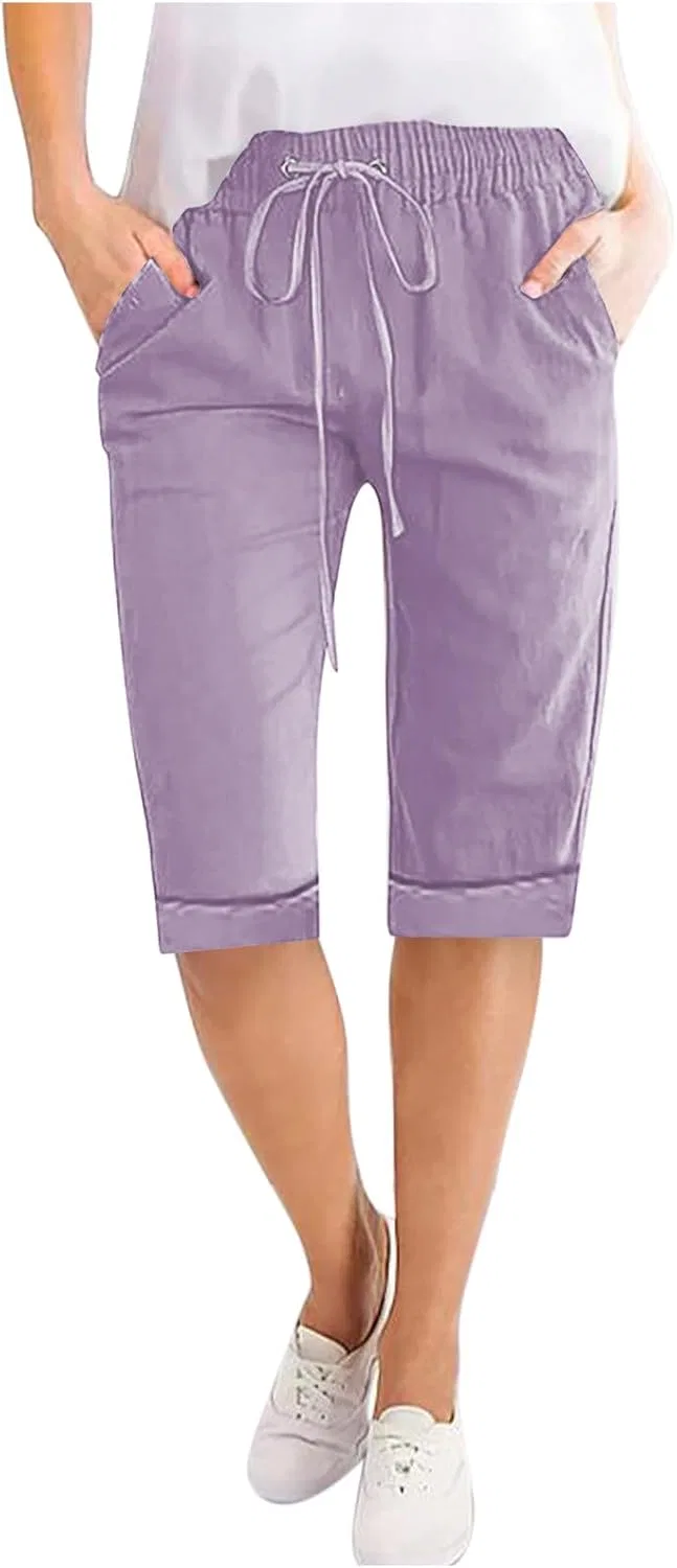 Леггинсы, хлопок и лен, Purple
