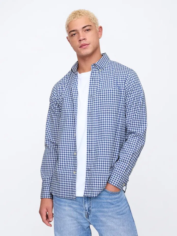 Рубашка Regular Fit в клетку GAP, синий/белый