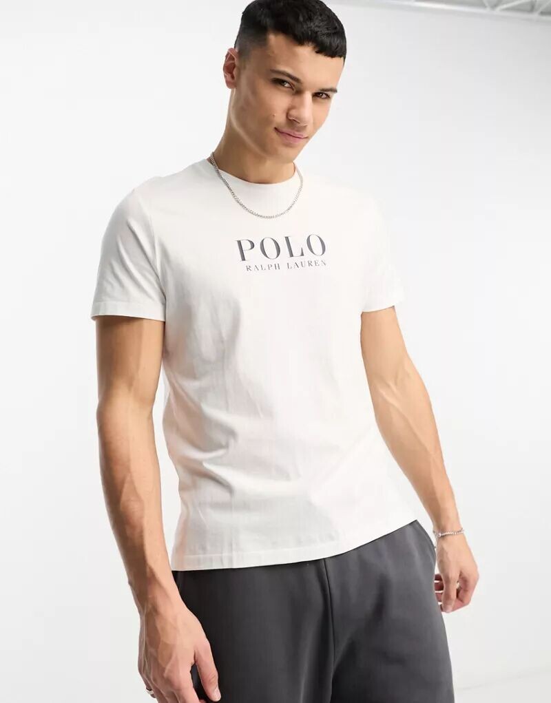 

Белая футболка для отдыха Polo Ralph Lauren с текстовым логотипом на груди, Серый, Белая футболка для отдыха Polo Ralph Lauren с текстовым логотипом на груди