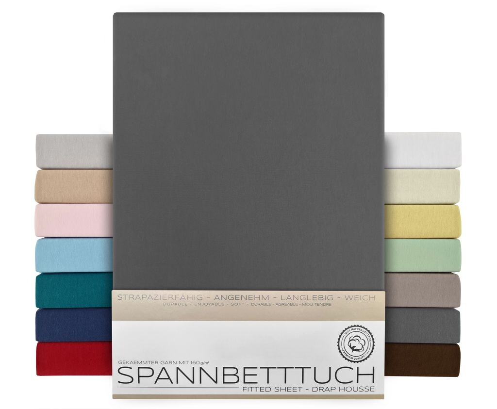 

BEAUTEX простыня-короб пружинная - 100х200х45 см темно-серый, простыня из чесаного хлопка, премиум-джерси 160г/м²